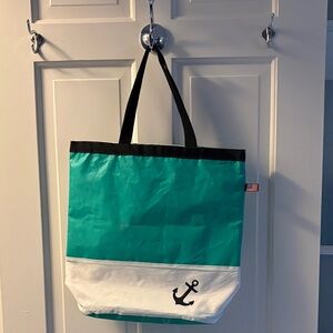 Chic Teal and White Anchor Tote Bag